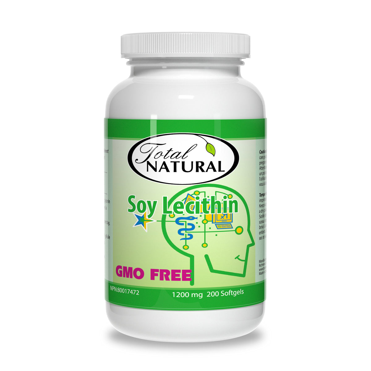 Total Natural Soy Lecithin 1200mg 200s softgel bottle