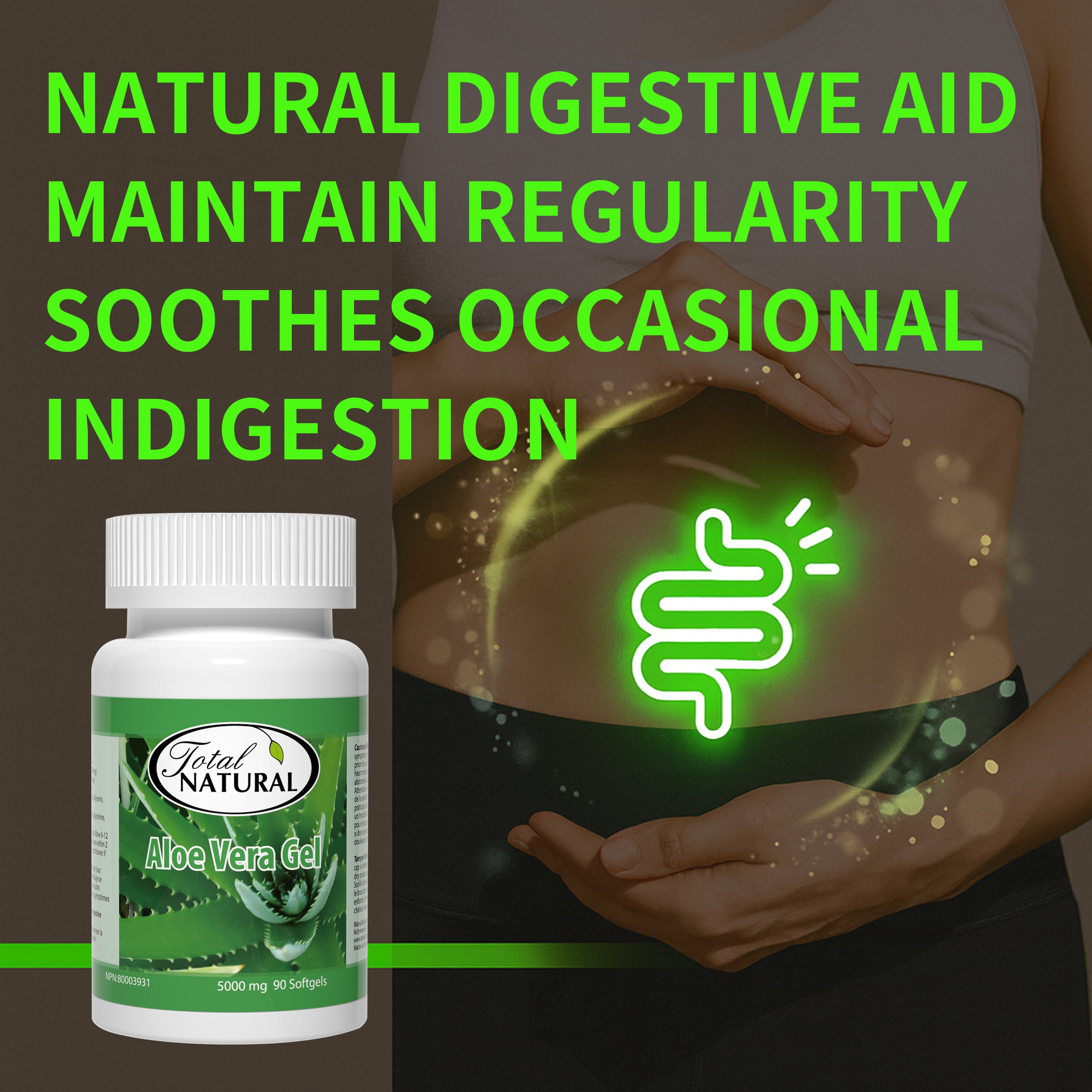 Total Natural Aloe Vera Gel 5000mg 90s - Natural Laxatives and Vermifuge