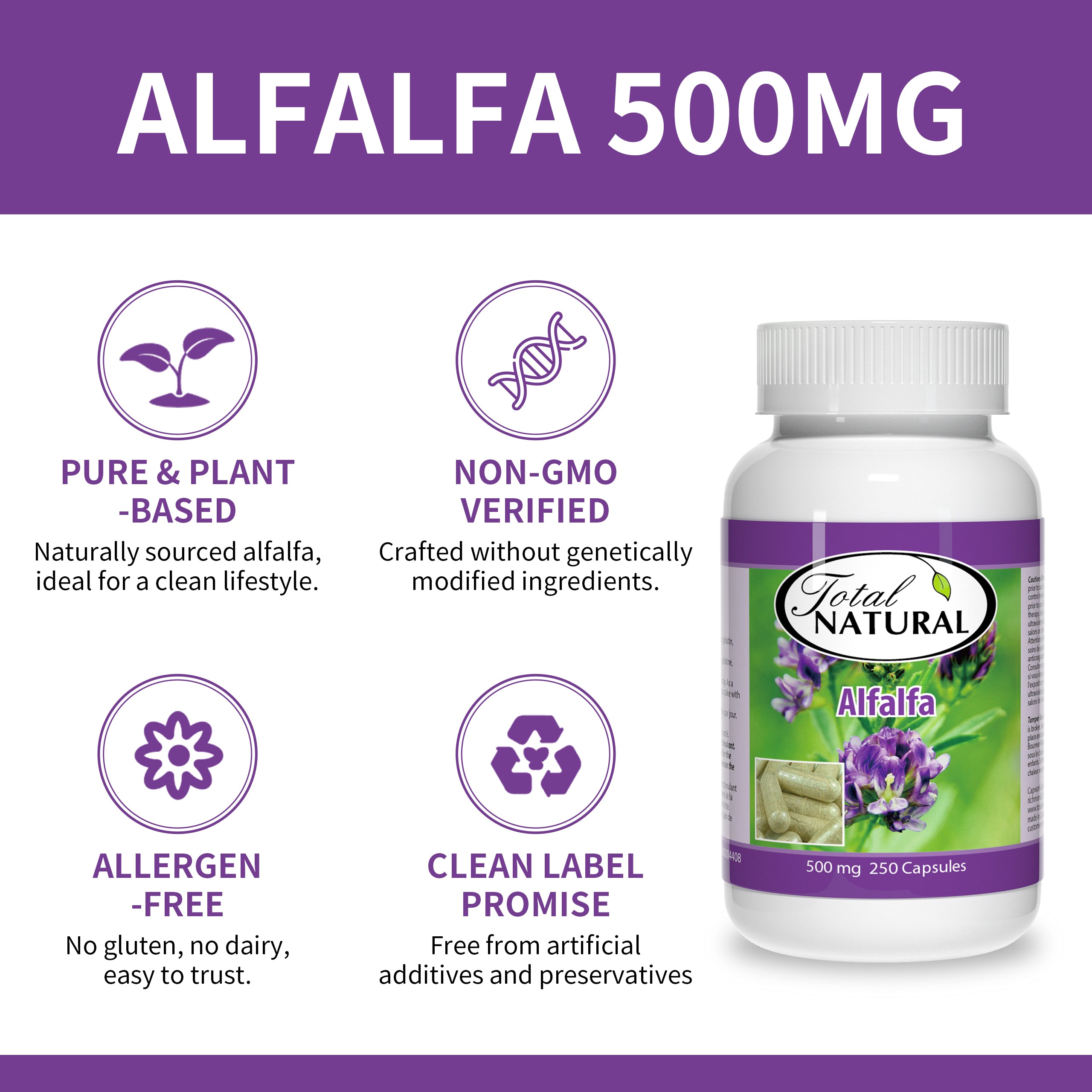 Total Natural Alfalfa 500mg - A Digestive Tonic with Traditional Benefits