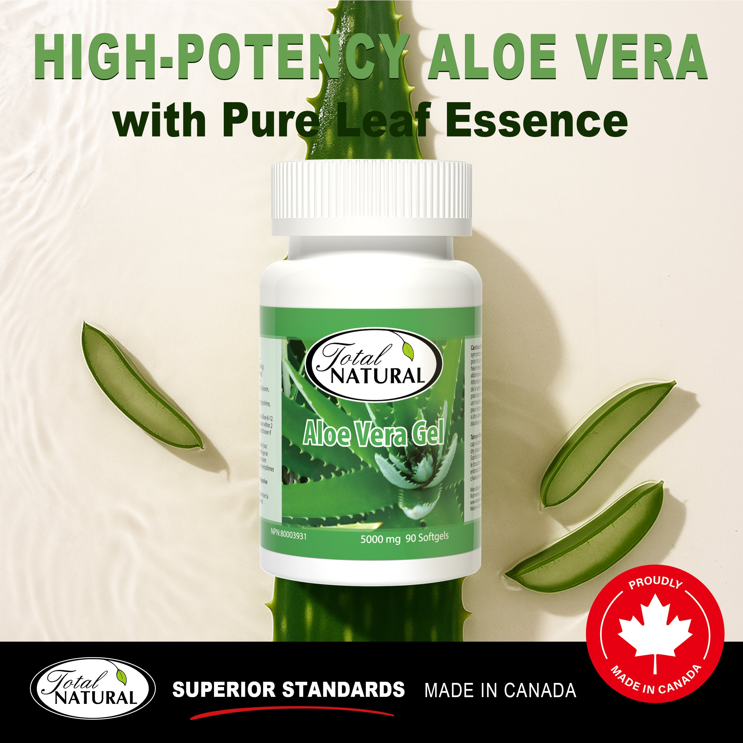 Total Natural Aloe Vera Gel 5000mg 90s - Natural Laxatives and Vermifuge