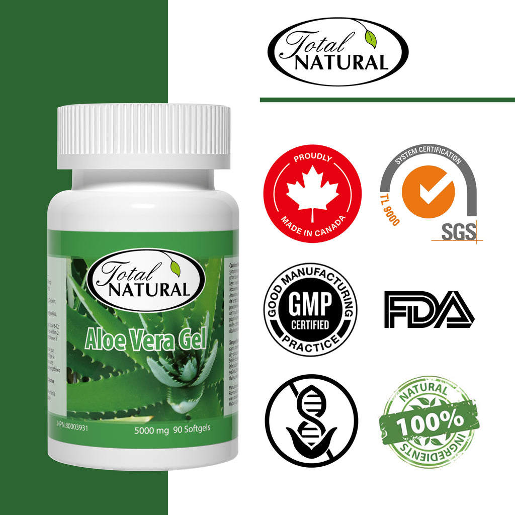 Total Natural Aloe Vera Gel 5000mg 90s - Natural Laxatives and Vermifuge