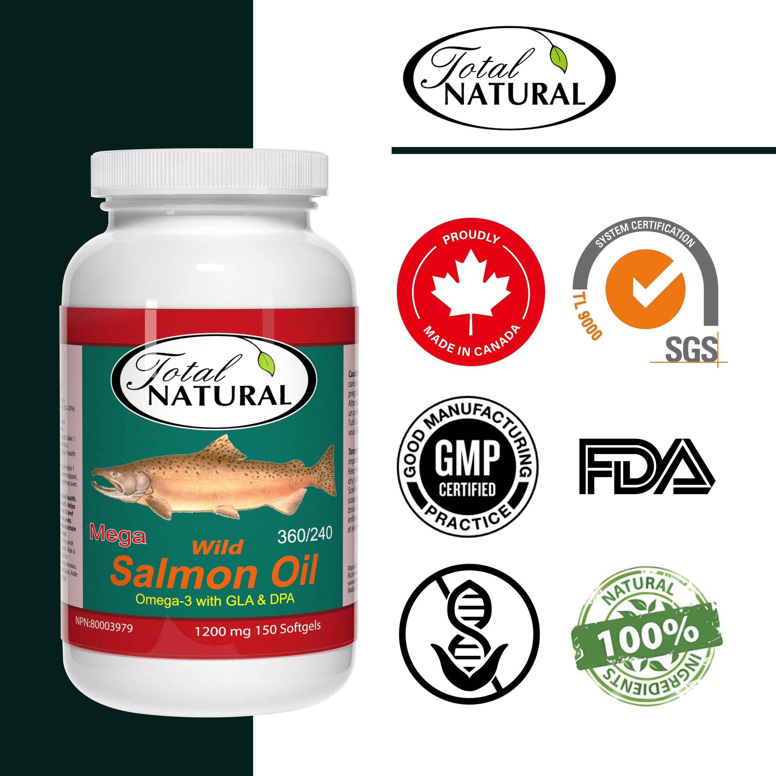 Total Natura Mega Wild Salmon Fish Oil 1200mg 150s