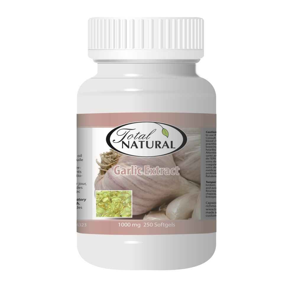Total Natural Garlic Extract 1000mg 250s softgel bottle